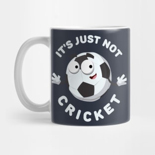 soccer ball mascot smiling It's Just Not Cricket Mug